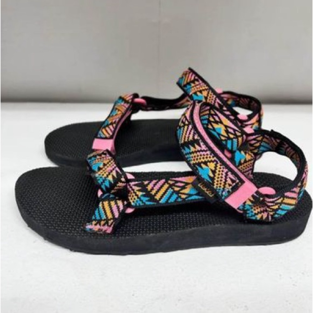 Teva Sandals size 5 US  Black Pink Blue Aztec Straps
